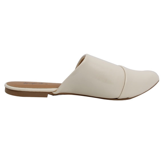 Off White faux leather pointy toe slip on mules - Picture 4 of 7